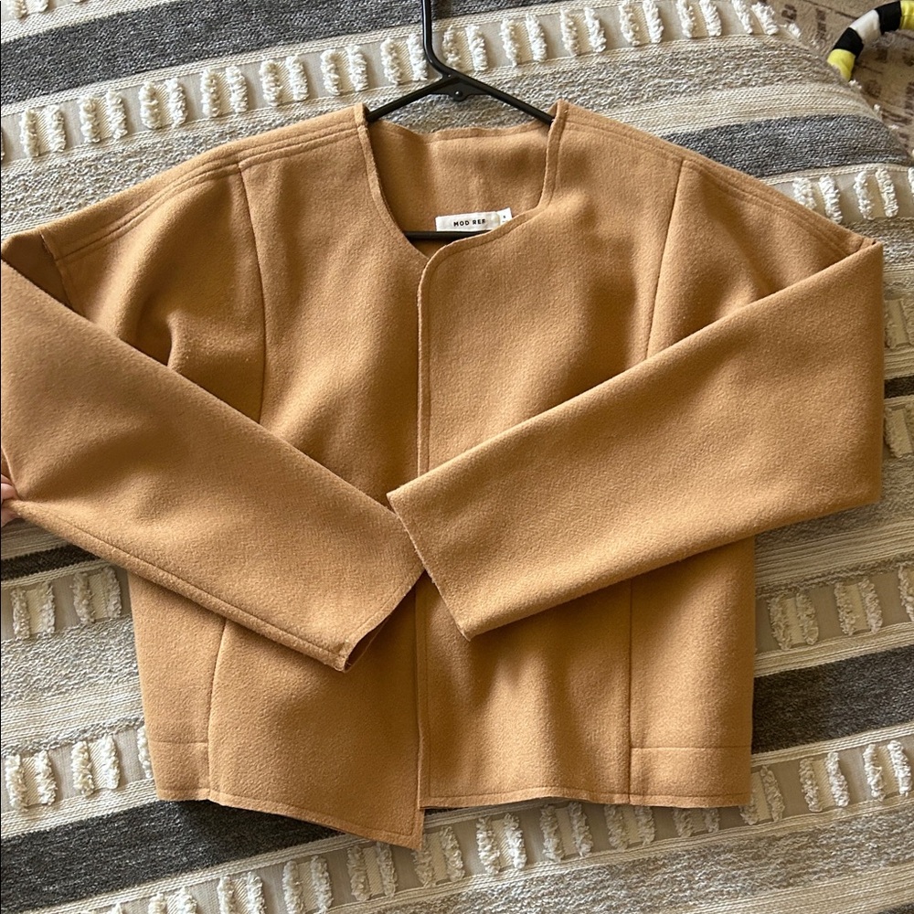 Mod Ref Camel Open-Front Wool-Blend Jacket - image 1